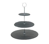 INDA-Exclusiv Alzata in metallo a 3 ripiani, colore nero, Ø 12/22/30 cm