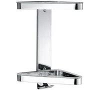 Inda A04320AL02 Colorella Cestino Portaoggetti Doccia Angolare con Due Ripiani in Polimetalcrilato Trasparente, Acciaio Inox, Lucido, 18 x 17 x 31 cm