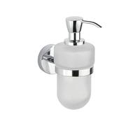 INDA | Spandisapone a Parete (7,3x13,3x17,8cm) | Serie Forum, con Contenitore in Vetro Satinato, Erogatore in Ottone, Facile da Installare, Anticorrosione, Design Essenziale - Cromato