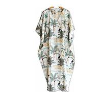 INDACORIFIE Jungle Hand Block Print Kaftan Sleepwear Maxi Dress Robe, Women Dress Long Caftan, Dress Beach Cover up, Indiano Fatto a Mano Floreale Cotone Kaftan Multi