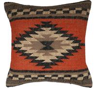 INDACORIFY Federa per cuscino Kilim in lana indiana, in juta, tessuta a mano, 18x18 pollici, decorativa, per esterni, cuscino, boho, divano, decorazione per la casa (Modella-10)