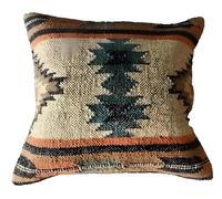 INDACORIFY Federa per cuscino Kilim in lana indiana, in juta, tessuta a mano, 18x18 pollici, decorativa, per esterni, cuscino, boho, divano, decorazione per la casa (Modella-5)
