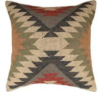 INDACORIFY Federa per cuscino Kilim in lana indiana, in juta, tessuta a mano, 18x18 pollici, decorativa, per esterni, cuscino, boho, divano, decorazione per la casa (Modella-9)
