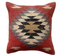 INDACORIFY Federa per cuscino Kilim in lana indiana, in juta, tessuta a mano, 18x18 pollici, decorativa, per esterni, cuscino, boho, divano, decorazione per la casa (Modella-2)