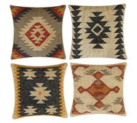 INDACORIFY Fodera per Cuscino Kilim Intrecciato a Mano 18x18 Quadrati Cuscini Indiani da Esterno Decorativo Cuscino Boho in Lana di Iuta per la Decorazione Domestica