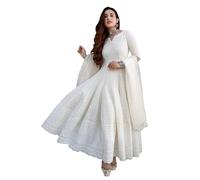 INDACORIFY Kurti Festivo Indiano Chikankari in Puro Cotone Fatto a Mano con Set Dupatta per Donna (S)