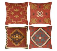 INDACORIFY Set da 4 pezzi Fodera per cuscino Kilim in lana e iuta Tessuta a mano vintage turca Copricuscino decorativo Federe per la casa (Stile- 01)