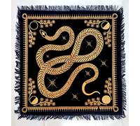 INDACORIFY Tovaglia per altare con serpente dorato e frange, tarocchi celtici, stregoneria, diffusione spirituale, stoffa sacra 45x45 cm (Serpente Dorato)