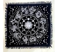 INDACORIFY Zodiac Costellation - Tovaglia da tavolo con frange Alter Tarocchi Witchery Strega Spirituale Sacra Stoffa 45,7 x 45,7 cm (Costellazione zodiacale argento)