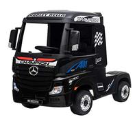 Indalchess Camion Elettrico per Bambini Mercedes Actros 12v, 4WD, Batteria 2x12V7ah, 2.4ghz RC, Nero