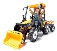 Indalchess Trattore a batteria 24 V per bambini, con rimorchio Hercules giallo 24 V, telecomando RC, 1 a 7 anni