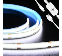 INDARUN Striscia LED COB USB 2m 320led bianco freddo striscia LED 5V con dimmer tattile, striscia luminosa per armadio, camera da letto, illuminazione casa fai da te