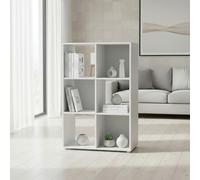 INDE MOBLEKIT | Scaffale a cubi con 6 scomparti, 61,2x29,7x91,2 cm, bianco, scaffale modulare, libreria per bambini o mobile contenitore per la cucina, mobile in legno per riporre oggetti in casa