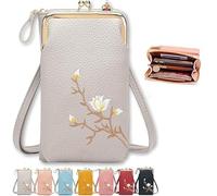 Indefinitet/Declrationun Women Sling Cross-Body Wallet Purse with Phone Holder, Forever Savour Embroidered Leather Gift (D)