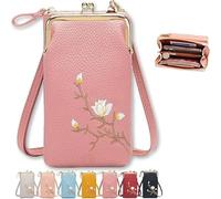 Indefinitet/Declrationun Women Sling Cross-Body Wallet Purse with Phone Holder, Forever Savour Embroidered Leather Gift (E)