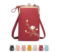 Indefinitet Rowgins Women Sling Cross-Body Wallet with Mobile Cell Phone Holder, Forever Savour Mobile Phone Bag (Red)