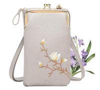 Indefinitet Rowgins Women Sling Cross-Body Wallet with Mobile Cell Phone Holder, Leather Passport Bag for Women Travel (White)