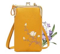 Indefinitet Rowgins Women Sling Cross-Body Wallet with Mobile Cell Phone Holder, Leather Passport Bag for Women Travel (Yellow)