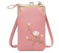 Indefinitet Rowgins Women Sling Cross-Body Wallet with Mobile Cell Phone Holder, Leather Passport Bag for Women Travel (Pink 2)