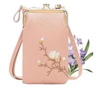 Indefinitet Rowgins Women Sling Cross-Body Wallet with Mobile Cell Phone Holder, Leather Passport Bag for Women Travel (Pink 1)