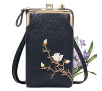 Indefinitet Rowgins Women Sling Cross-Body Wallet with Mobile Cell Phone Holder, Leather Passport Bag for Women Travel (Black)