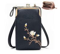 Indefinitet Women Sling Cross-Body Wallet, Crossbody Bags for Women, with Mobile Cell Phone Holder, for Outdoor Travel (Black)
