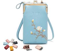 Indefinitet Women Sling Cross-Body Wallet with Mobile Cell Phone Holder, Crossbody Bags for Women Travel (Blue)