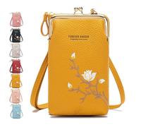 Indefinitet Women Sling Cross-Body Wallet, with Mobile Cell Phone Holder, Crossbody Bags for Women Travel (Yellow)