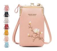 Indefinitet Women Sling Cross-Body Wallet, with Mobile Cell Phone Holder, Crossbody Bags for Women Travel (Light pink)