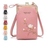 Indefinitet Women Sling Cross-Body Wallet, with Mobile Cell Phone Holder, Crossbody Bags for Women Travel (Pink)