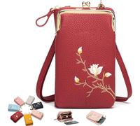 Indefinitet Women Sling Cross-Body Wallet with Mobile Cell Phone Holder, Crossbody Bags for Women Travel (Red)