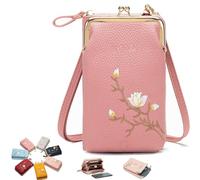 Indefinitet Women Sling Cross-Body Wallet with Mobile Cell Phone Holder, Crossbody Bags for Women Travel (Pink)