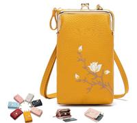 Indefinitet Women Sling Cross-Body Wallet with Mobile Cell Phone Holder, Crossbody Bags for Women Travel (Yellow)