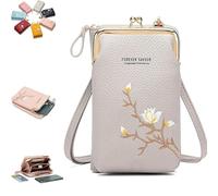 Indefinitet Women Sling Cross-Body Wallet with Mobile Cell Phone Holder, Forever Savour Cross-body Mobile Phone Bag (gray)