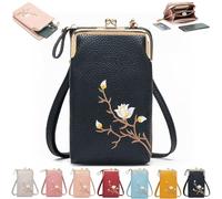 Indefinitet Women Sling Cross-Body Wallet with Mobile Cell Phone Holder, Small Crossbody Purses for Women (black)