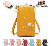 Indefinitet Women Sling Cross-Body Wallet with Mobile Cell Phone Holder, Small Crossbody Purses for Women (yellow)