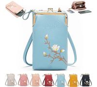 Indefinitet Women Sling Cross-Body Wallet with Mobile Cell Phone Holder, Small Crossbody Purses for Women (blue)