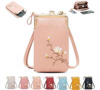 Indefinitet Women Sling Cross-Body Wallet with Mobile Cell Phone Holder, Small Crossbody Purses (pink-A)