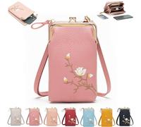 Indefinitet Women Sling Cross-Body Wallet with Mobile Cell Phone Holder, Small Crossbody Purses (pink)