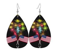 Independence Day America Flag Fuochi d'artificio Orecchini a goccia in pelle alla moda orecchini leggeri bohémien set di gioielli regalo per donne ragazza