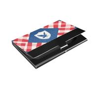 Independence Day Bird Plaids Slim porta biglietti da visita portatile con porta carte in pelle e acciaio inossidabile per donne o uomini