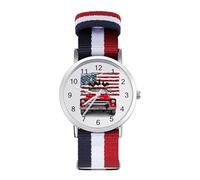 Independence Day Car Roosters - Orologio al quarzo personalizzato con numeri arabi, con cinturino regolabile per uomo e donna