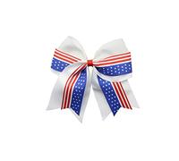Independence Day Cheer Bow Patriottico Cheerleader Fiocchi per capelli bandiera America JHH36 (-fiocco bianco)