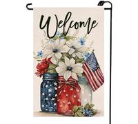 Independence Day Flower Mason Jar Bandiere Verticale Resistente Alle Intemperie Bandiere Colore Vivido Flag Per Feste Interno Festival 30X45Cm