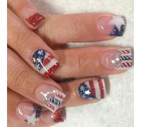 Independence Day French Tip - Falso 4 luglio, copertura completa in acrilico