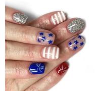 Independence Day French Tip Press On Nails Piazza Unghie Finte Colle Su Artificiale Falso Per Decors Colle Nail