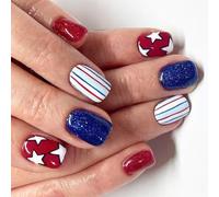 Independence Day French Tip Press On Nails Piazza Unghie Finte Colle Su Artificiale Falso Per Decors Colle Nail