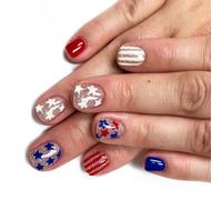 Independence Day French Tip Square Fake Colle su Falso Artificiale per Decors Colle sulle Unghie