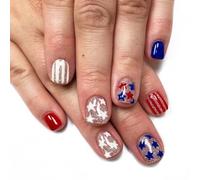 Independence Day French Tip Square Fake Colle su Falso Artificiale per Decors Full Covers Fake