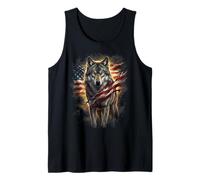Independence Day Majestic Wolf with American Flag Canotta